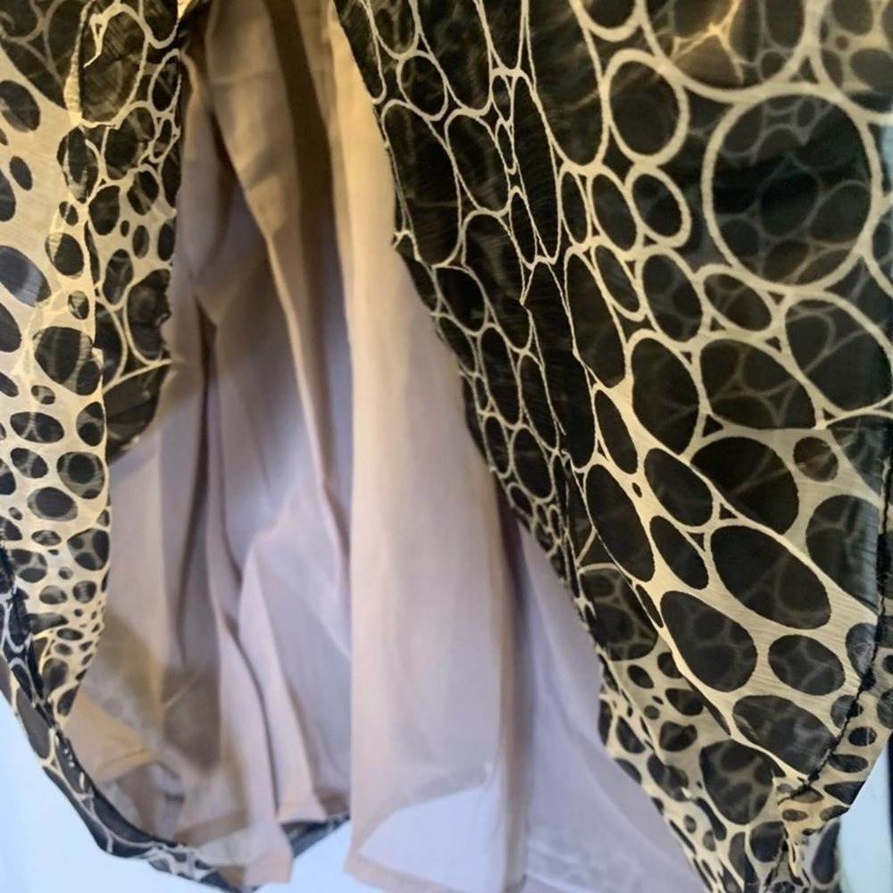 r 89 Black Beige Circle print Silk blouse S - Picture 5 of 12